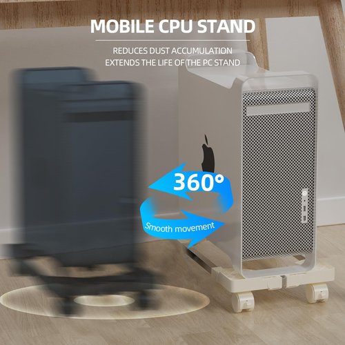 Hovadova Computer Tower Stand, Adjustable Mobile CPU Stand Fits Most PC Tower, Desktop CPU Holder with 4 Rolling Caster Wheels, PC Floor Cart Riser Gaming Desk Accessories