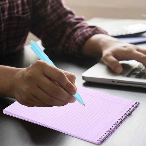 Marspark 50 Pcs Back to School Supplies 8.5 x 11 Spiral Legal Pads Top Bound Steno Notebook and Retractable Ballpoint Pen, Pastel College Ruled Notepad Pens Sets Tear Line for Removal Spiral Note Pad