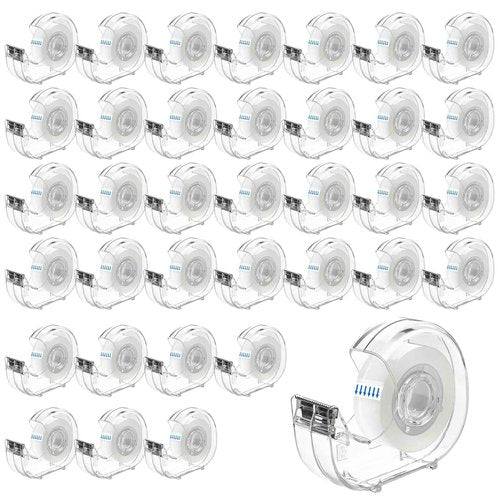 JEFURE 36 Pcs Transparent Tape with Dispenser, 0.7 in x 1000 in Clear Tapes and Refillable Dispensers, Office Tape Rolls with Dispenser Bulk for Craft Jobs, Gift Wrapping, Repairing, Home and School