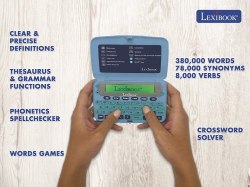 LEXiBOOK D650EN The English Dictionary, Definitions, Thesaurus, Grammar, Phonetic Spellchecker, with Battery, Blue/Grey
