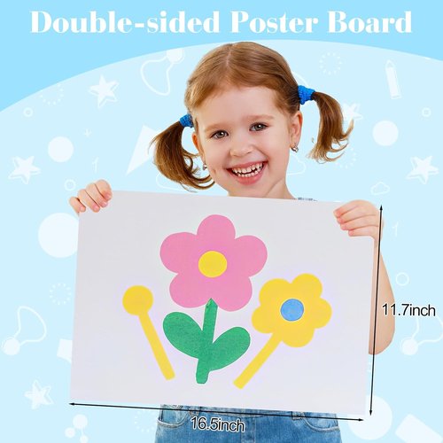 ROOKEA White Poster Board Paper - 25 Pcs Bulk for Vision Boards & Art Projects | 11.7 x 16.5 Inches