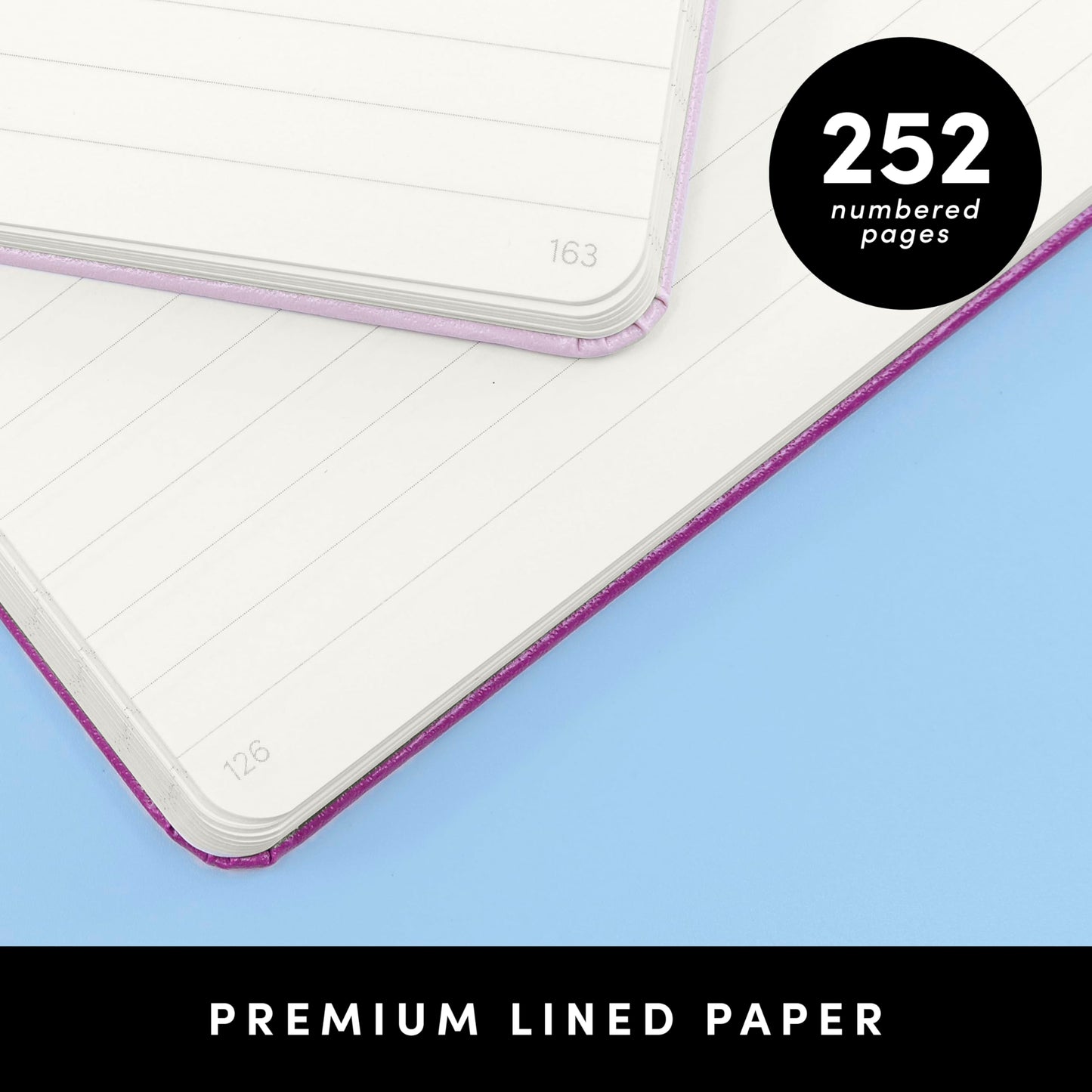 PAPERAGE Lined Journal Notebook, Hardcover Journal for Women & Men, 252 Pages, (5.6 in x 8 in), College Ruled Journaling Notebook for Work, School Supplies & Note Taking, (Blush)