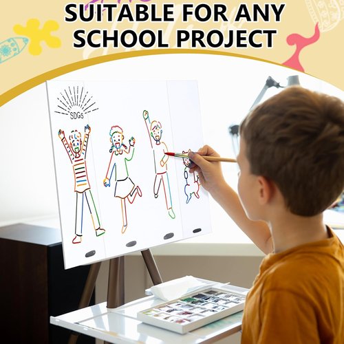 HAUTOCO Tri-Fold Presentation Boards - 3 Pcs Small White Corrugated Project Boards | 21 x 14 Inches for School Projects & Events