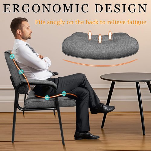 Waiting Room Chairs & Conference Room Chairs, Office Chair No Wheels with Padded Armrests and Backrest, Reception Chairs for Lobby and Waitting Room, Ergonomic Support with Sturdy Metal Frame, Grey
