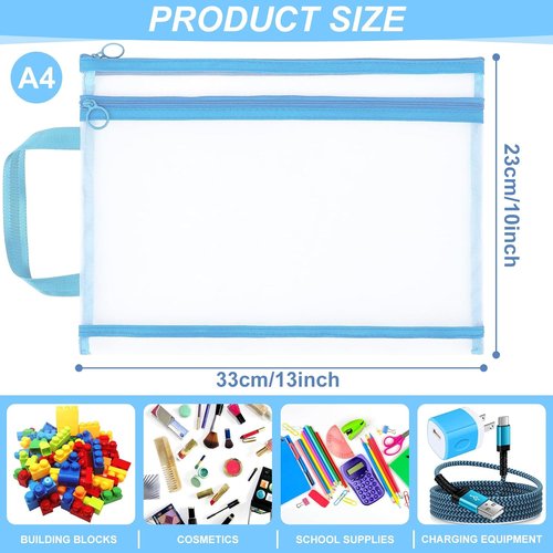 12 Pack Mesh Zipper Pouch Bags - Double-Layer Nylon Storage for Classroom Organization & Board Games