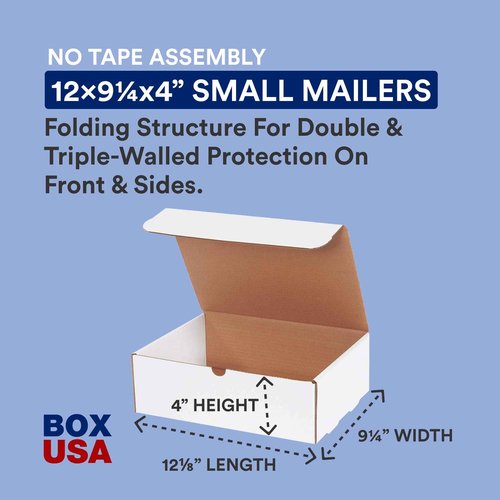 BOX USA Shipping Boxes Small 12.125"L x 9.25"W x 4"H | Corrugated Cardboard Box for Packing, Moving and Storage (Pack of 50)