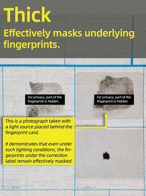 prismite Correction Labels for Finterprint Cards, for Single Finger, Pack of 1000