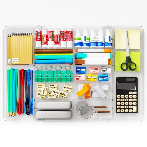 Yieach Large Expandable Desk Drawer Organizer Tray for Office Supplies and Accessories With 12 Adjustable Compartments,Office Drawer Organizers for Pencil,Pen and Kitchen Junk Drawer Organizer,Clear