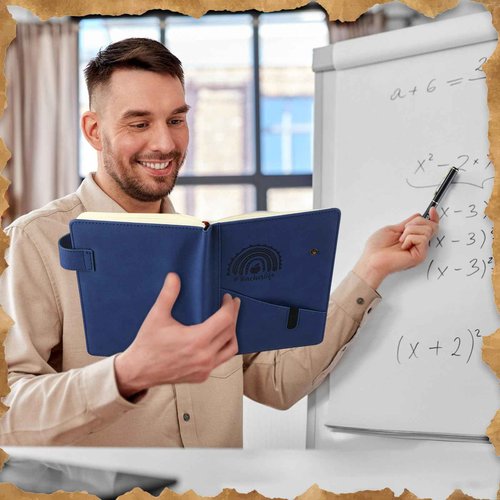 Dunzoom 6 Sets Back to School Teacher Appreciation Gifts Hardcover A5 Leather Notebooks with Pen First Day of School Gifts for Teacher Form Student Journal Notepads Office Supplies