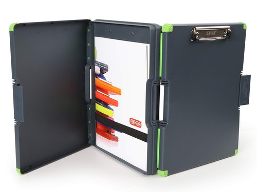 Dexas Duo Clipcase, Double Sided Clipboard Design, Portable Clipboards 13”x10” Gray/Green, Combine Style and Functionality Office Supplies for Nursing, School, Work, Trades, Home Office