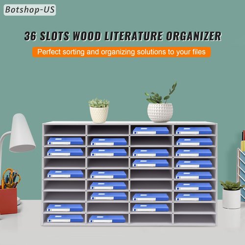 Gdrasuya10 36 Slots Literature Organizer File Sorter Literature Organizer Stackable Mail Craft Paper File Holder Mailbox Organization Shelves for Office, Classrooms and School, White