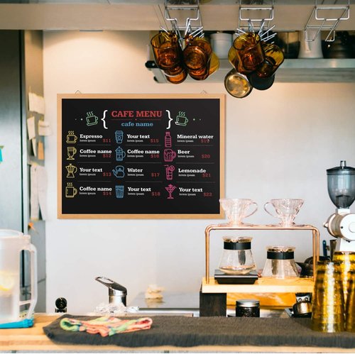 Magnetic Chalk Board - 24" X 18" Natural Wood Framed Blackboard for Home, Kitchen & School Decor