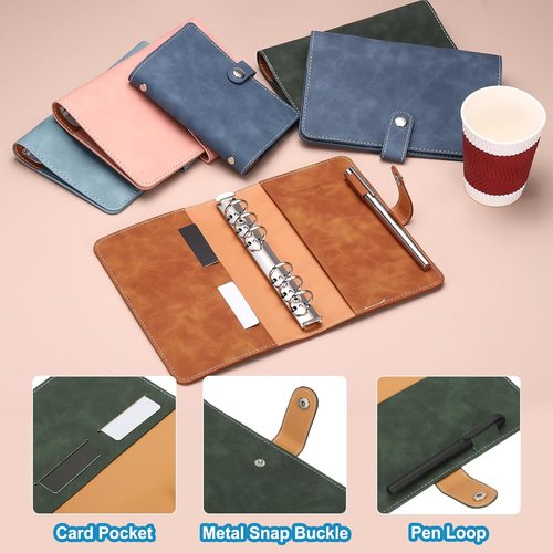 PATIKIL A6 PU Leather Binder Cover - Refillable 6 Ring Loose Leaf Notebook Folder | Green