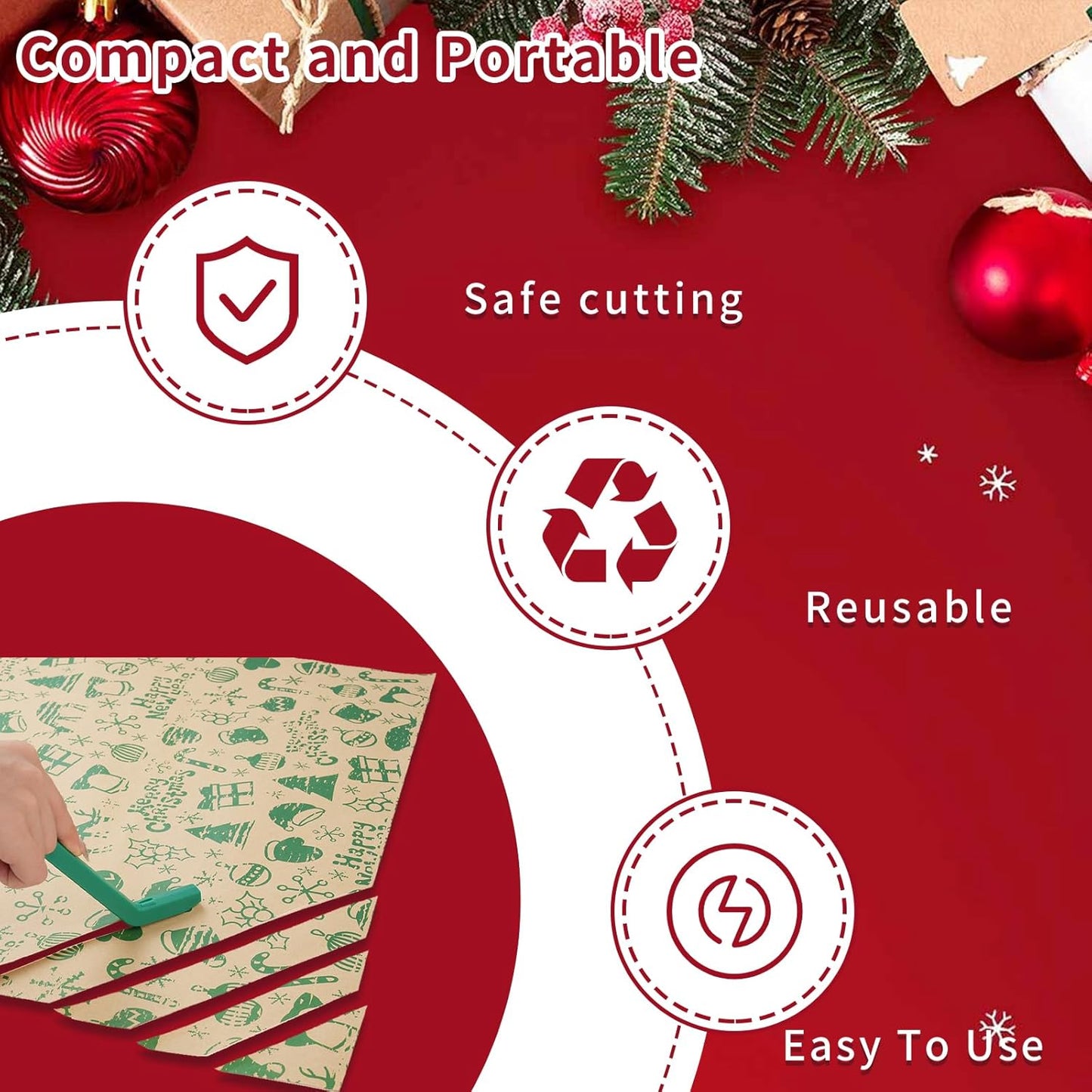 LIZAAL 6-Pack Wrapping Paper Cutter Set | Safe and Easy Gift Wrap Cutter for Christmas and Birthday | Wrapping Paper Cutter Slider for Home, Office or Classroom (6-Colors)