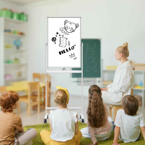 Rolling Whiteboard/w Height Adjustable, Mifuro 24 X 36 Large Portable Dry Erase Board with Stand and Wheels for Office,Classroom &School, White