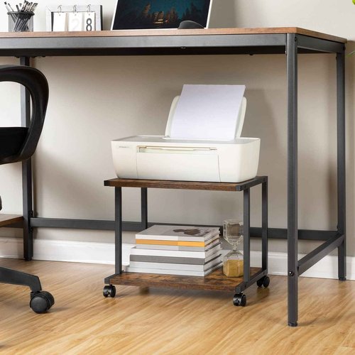 HOOBRO Printer Stand for Desk, Desktop Printer Stand with Outlet and USB Ports, Small Printer Table, Under Desk Printer Cart, File Rack for Home Office BF01UPS01-BF42PS01