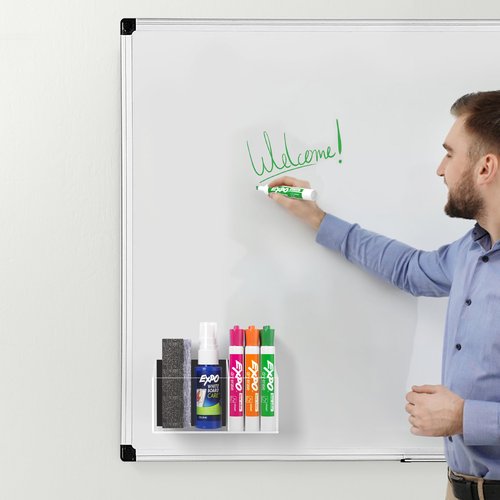 HBlife Magnetic Dry Erase Marker Holder for Whiteboard with 2 Compartments, Acrylic Wall Mount Magnet Pen Pencil Holder for Refrigerator, Locker Organizer Accessories for Classroom Office, Clear
