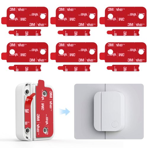 Adhesive Replacement for Ring Alarm Contact Sensor (2nd Gen): 3M VHB Double Sided Sticky Strips (6 Sensors Pads & 6 Magnet Pads) - Mounting Tape Sticker Pre-Cut for Ring Door & Window Security System