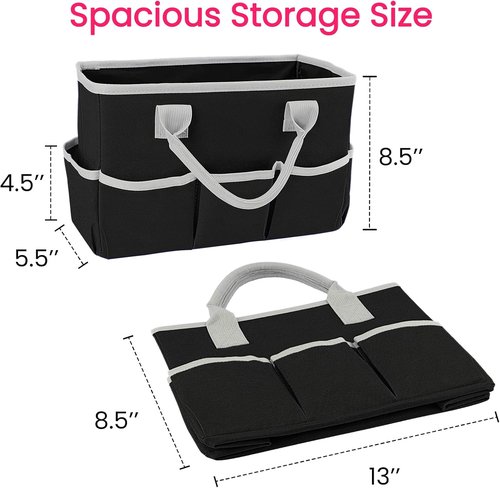 Godery Desktop Tote Organizer - Versatile Teacher Helper Bag for Arts, Books & Stationery | Black-Gray