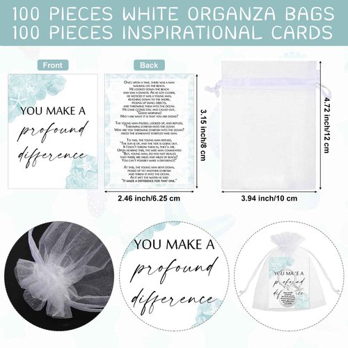 Huquary 100 Sets Starfish Story Gifts You Make a Difference Keychains with Cards Appreciation Gifts for Coworkers Employee Office