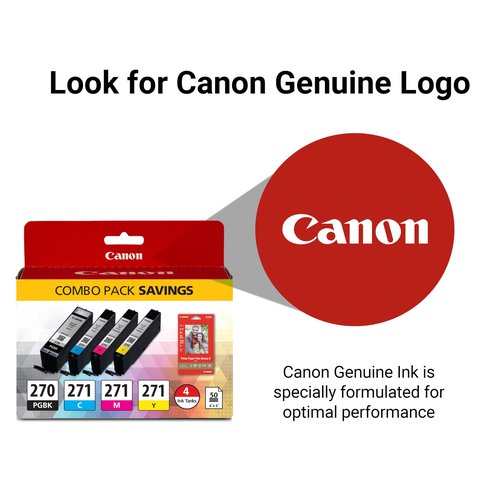 Canon PGI-270/CLI-271 Genuine Photo Paper Combo Pack, Compatible with MG6820, MG6821, MG6822, MG5720, MG5721, MG5722, MG7720, TS5020, TS6020, TS8020, and TS9020 (Optional) Printers