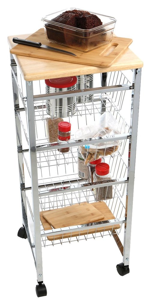 Mind Reader Stainless Steel Mobile Kitchen Cart, Bar Cart, Office Cart, Utility Cart