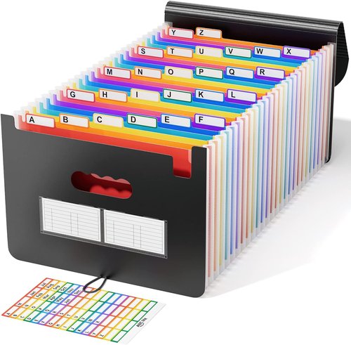 ABC Life Accordion File Organizer - 26 Pockets Expanding Folder with Colorful A-Z Tabs | Portable Document Storage for Home Office