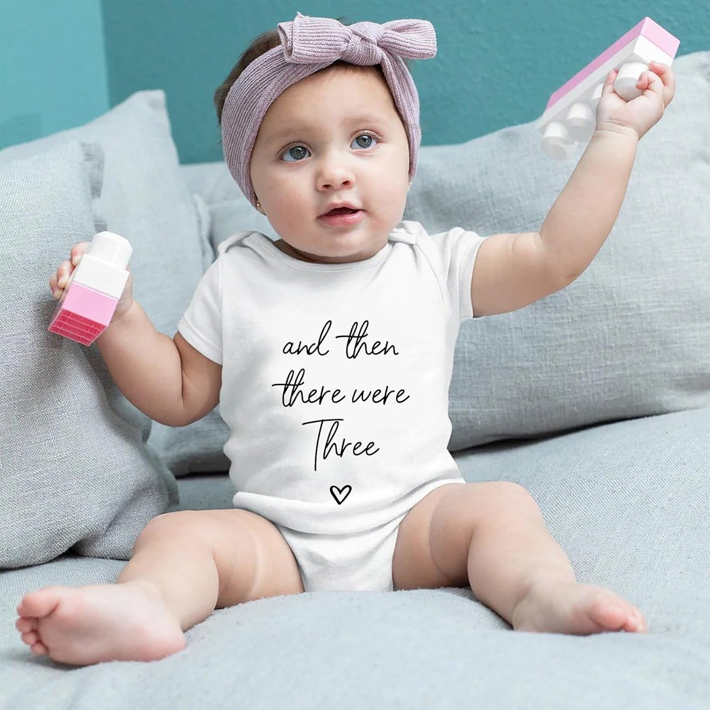 And Then There Were Three Bodysuit - Baby Pregnancy Announcement for Grandparents | Unisex Infant Size