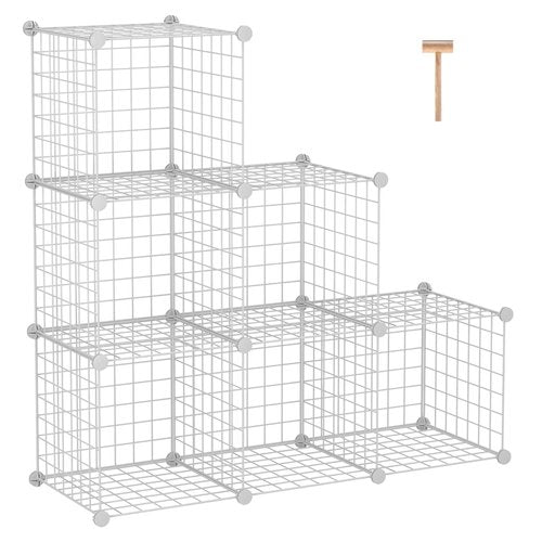 C&AHOME Wire Cube Storage, 6 - Cube Organizer Metal C Grids, Modular Shelves Units, Storage Bins Shelving, Closet Organizer, Ideal for Home, Office, Living Room, 36.6”L x 12.4”W x 36.6”H White