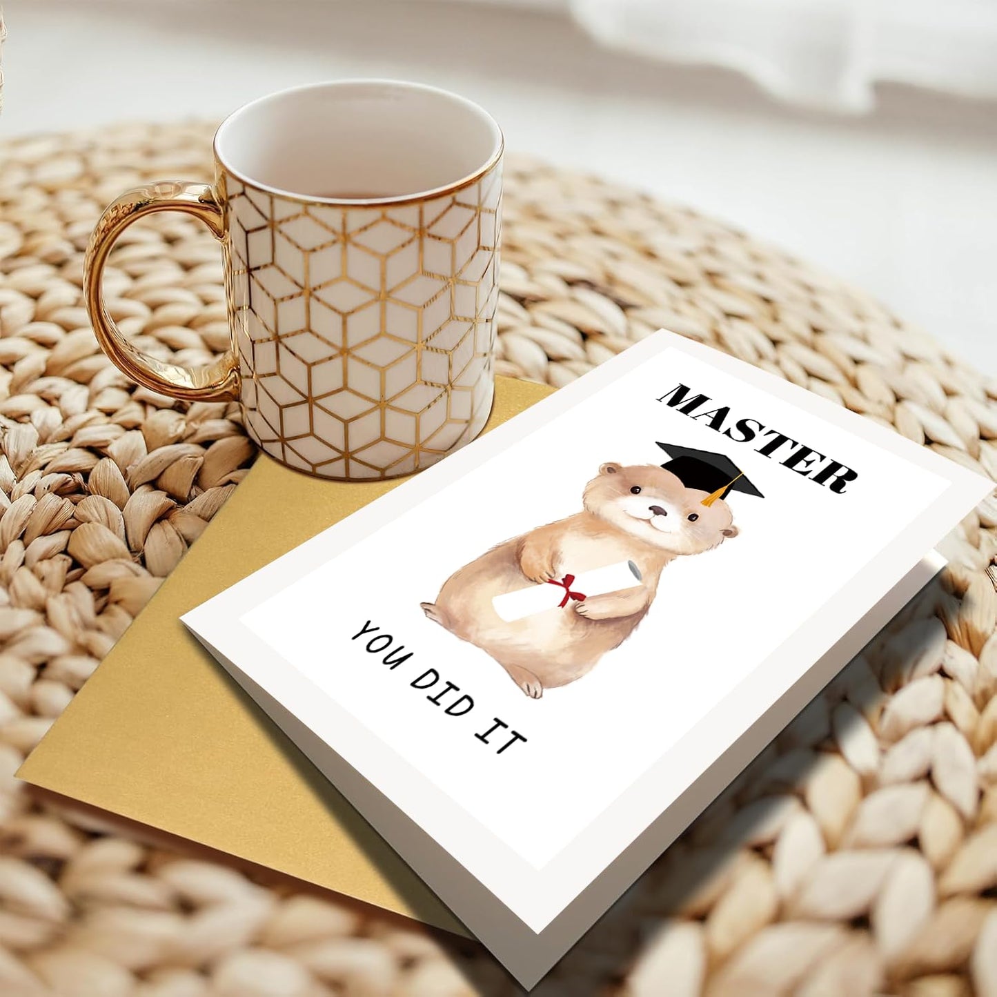 Masters Degree Graduation Card for Him Her, Funny Otter Congratulations Card for Master, Congratulations MBA Graduation for Son Daughter Grandson Granddaughter