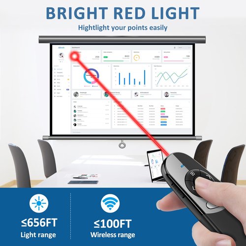 2IN1 Laser Pointer Digital Presentation Clicker on TV Screen w USB Flash Drive, Highlight Clicker for Powerpoint Presentation USB C A for Laptop MacBook Computer, PPT Clicker for Office Classroom