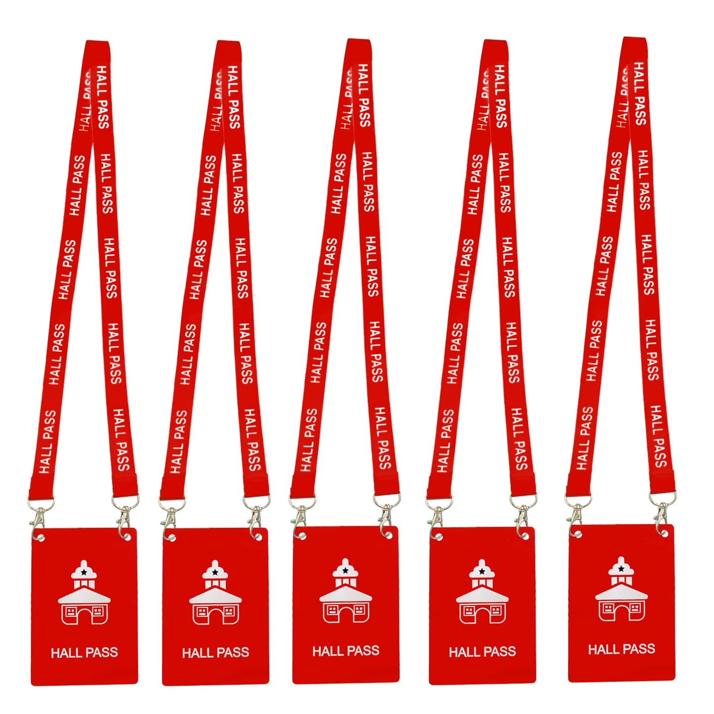 Hall Pass Lanyards with Large Card Passes, Unbreakable School Classroom 5 Inch Passes Set for Teacher Parents(Hall Bathroom Library Office & Nurse),5 Pcs(Hall)