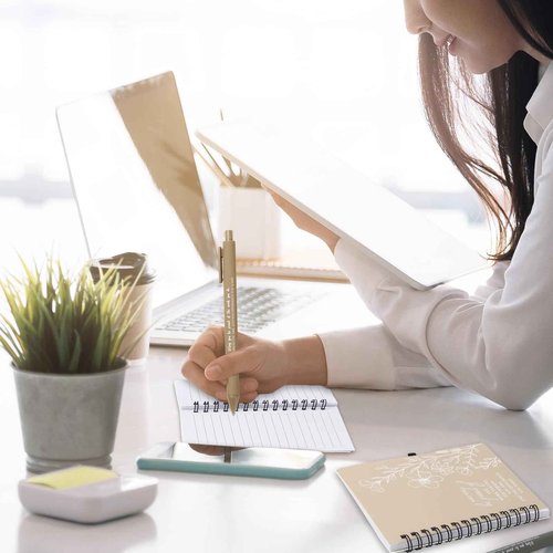 FYSUIMU 24Pcs Employee Appreciation Notebook with Inspirational Pen Floral Green Nude Brown Spiral Notebook with Retractable Ballpoint Pen for Coworker Staff Thank You Gift