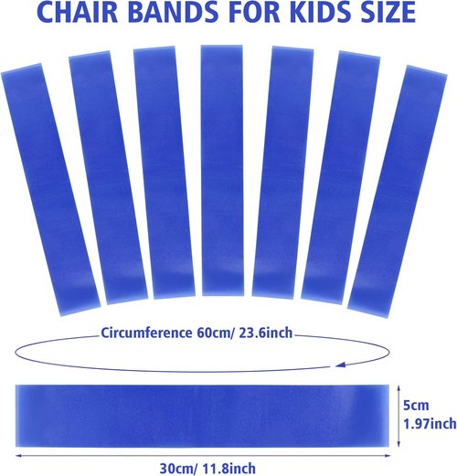 PLULON Chair Bands for Kids - 15 Pack Fidget Foot Bands for Flexible Classroom Seating | Blue