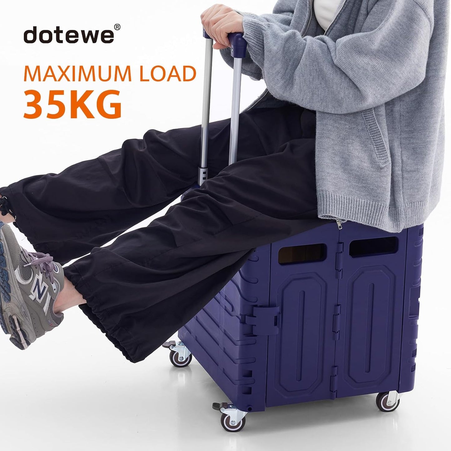 Skiennix Folding Utility Cart - Portable Rolling Handcart with Lid for Grocery & Storage - Purple