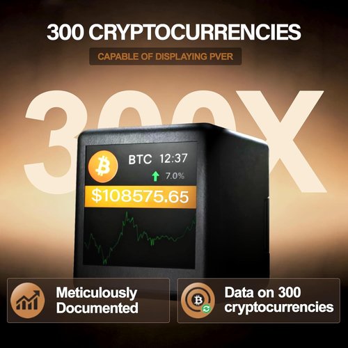 Bitcoin Price Ticker - Real-Time Crypto Display for Desk | Wi-Fi Enabled, 1.54" Black Screen