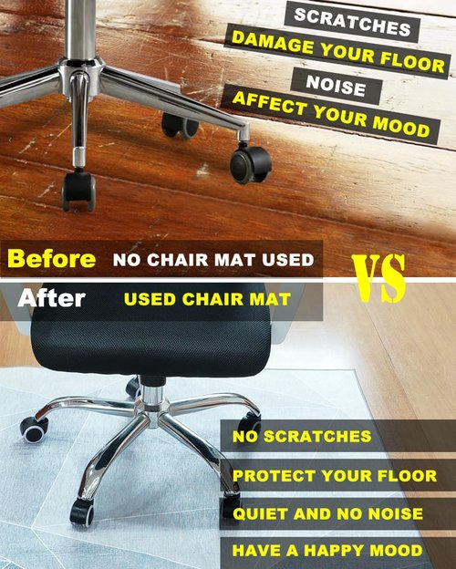 SAIKOOWA Office Chair Mat for Hardwood Floor,48"*60" Highly Premium Quality Rolling Office Mat- 3.86lbs Anti-Slip Chair Rug Mat for Low-Pile Carpet Office Home Laminate Floor Blue Grey