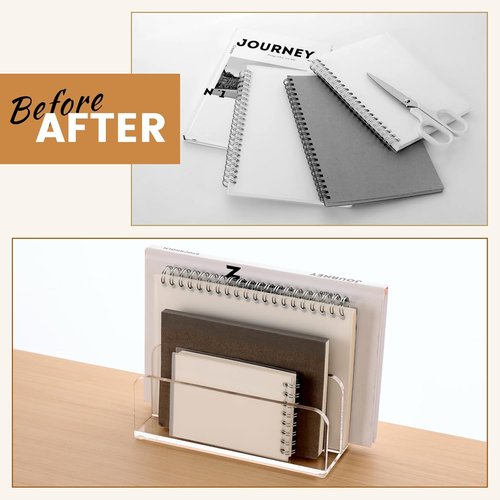DINGHUO Acrylic Desk Organizer - 2-Section Clear Mail & Document Holder for Office & Home Storage