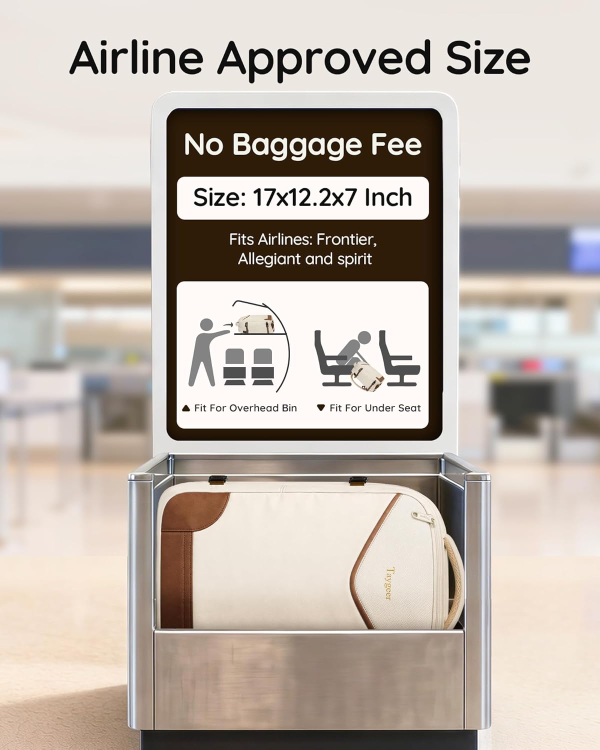 Taygeer 35L Travel Backpack - TSA Approved Carry-On with Lock | Expandable for 15.6" Laptop - Beige & Brown
