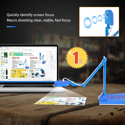 **USB Document Camera - 15MP 4K Ultra HD with Auto Focus & Built-in LED Light | Ideal for Teachers**