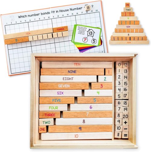 Little Bud Kids - House of Number Buddies Math Game | Montessori Counting Rods & Flash Cards for Ages 4-8
