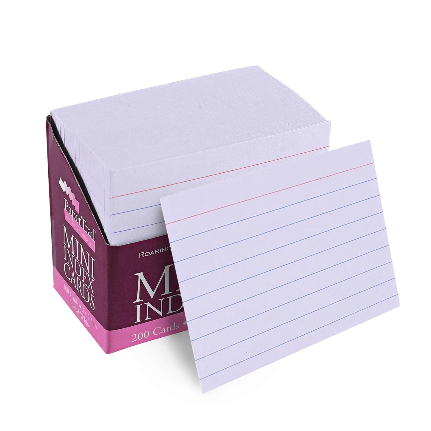 Roaring Spring Mini Index Cards 3"x2.5", 200 Count, 100# White Single Sided Ruled Paper, In Convent Tray Holder, Blank on Back (Pack of 1)