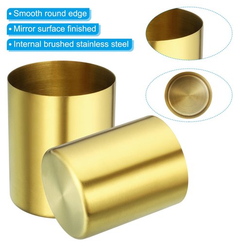 PATIKIL Pencil Holder, 3 Pack Pen Holder for Desk Stainless Steel Pencil Holders Cup Organizer Makeup Brush Holder for Desk Accessories, Golden