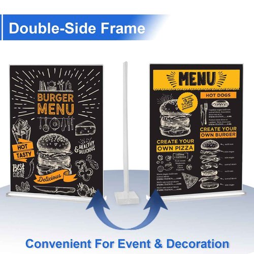 WAEFNO 10 Pack Acrylic Sign Stand 8.5 X 11, Vertical T-Shape Clear Plastic Display, Double-Sided Clear Table Top Sign Holder, Suitable for Office, Store
