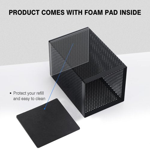 Comix Mesh Pen Holder Desk, Wire Pencil Holder with Foam Pad and Non-Slip Bottom Office Supplies Desk Organizer for Home Office School, 10 Packs
