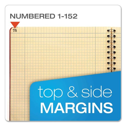 Ampad Computation Book, 4x4 Quad Ruled, 76 Sheets, 11-3/4" x 9-1/4"