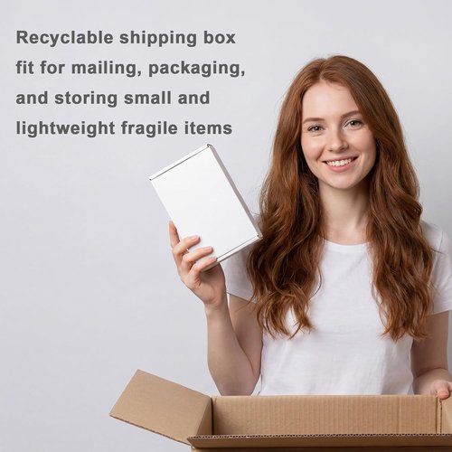 MEBRUDY Small Shipping Boxes - 100 Pack | 6x4x1 Inches Corrugated Cardboard Mailers in White