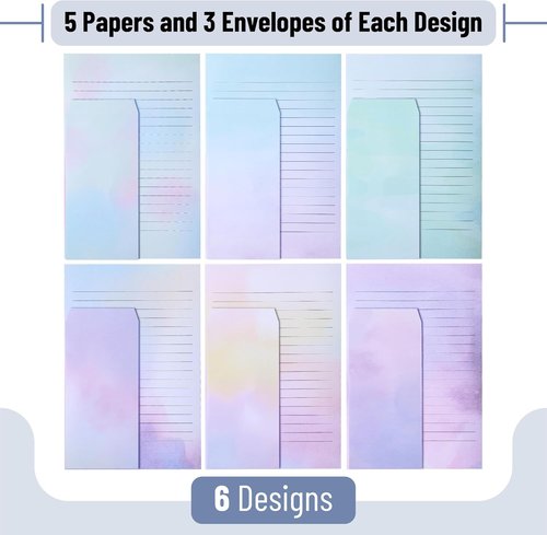 Mr. Pen Stationery Set - 30 Letter Writing Papers with 18 Envelopes | Cute 8.18 x 5.5 Inch Design