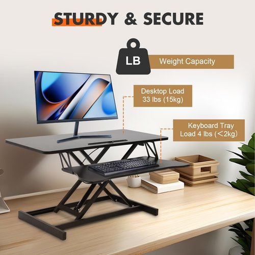 FAHKNS Standing Desk Converter, 36 Inch Height Adjustable Sit to Stand Riser Workstation, Sit Stand up Computer Home Office Desk, Black