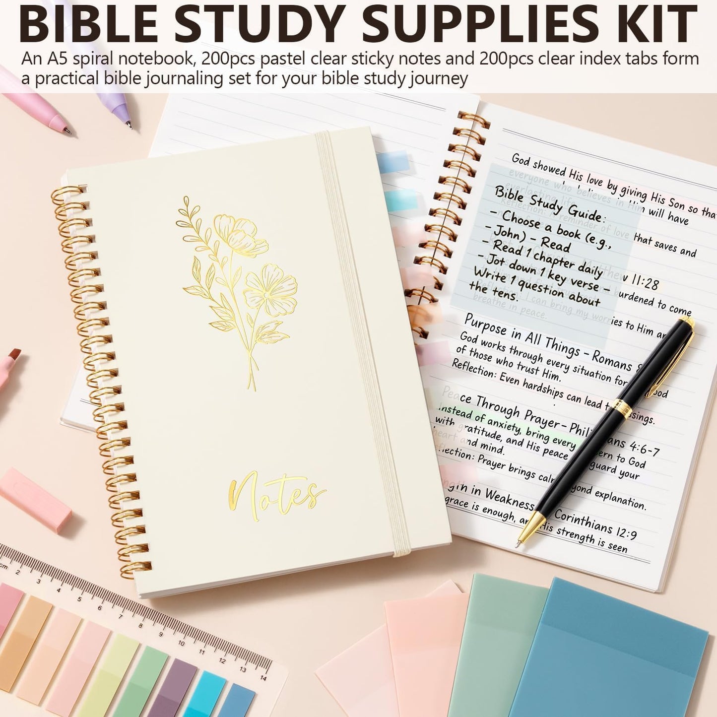 Bible Cover Case for Women, Large Bible Bag Bible Study Supplies Accessories Journaling Kit with Highlighters Tabs, Quilted Book Carrying Cases with Shoulder Strap, Christian Easter Gifts for Women